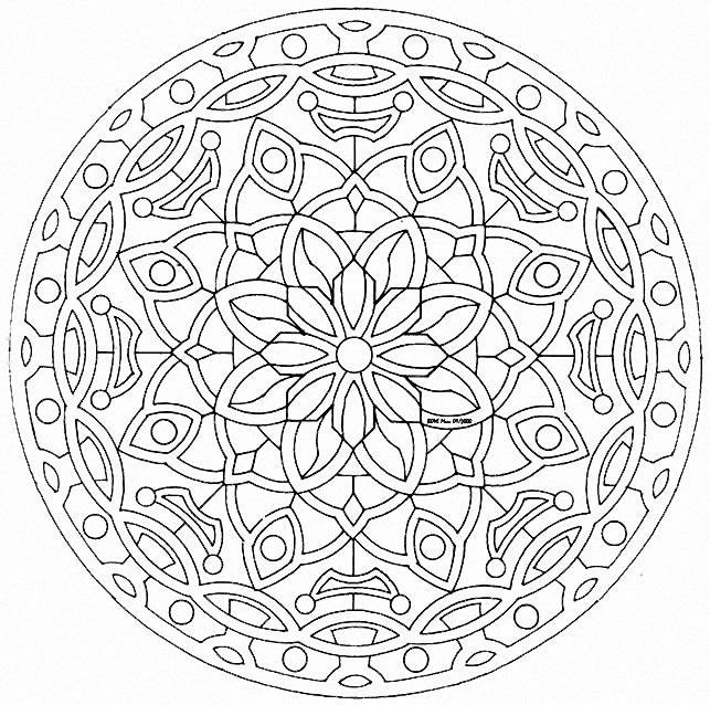 Mandala is a Sanskrit word that loosely translates to mean “circle” or “center.”. This is a simple and very symmetric Mandala coloring page. When the plant world fits perfectly into a Mandala drawing, that's what it gives. You can print it for free ! So enjoy ! It can sometimes be even more relaxing when coloring and passively listening to music : don't hesitate to do it !